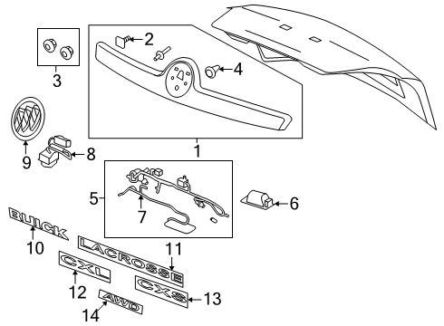 2013 Buick LaCrosse Exterior Trim - Trunk Lid Diagram