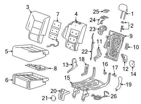 2021 GMC Terrain Rear Seat Components Diagram