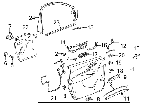 2019 Cadillac XT4 Handle Assembly, Front S/D I/S *Galvano Silvv Diagram for 84445158