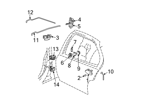 2001 Buick Regal Rear Door - Lock & Hardware Diagram