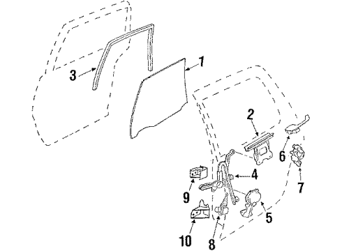 1988 Buick Electra Rear Door - Glass & Hardware Diagram 1 - Thumbnail