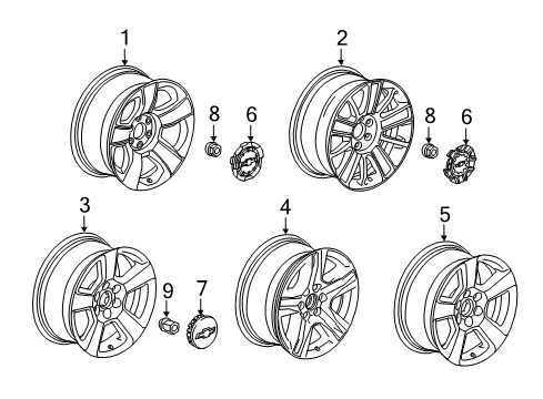 2017 Chevy Silverado 1500 Wheel, 20X9.0J Aluminum 27Mm Outside 139.7X6Xm14 B Diagram for 22871003