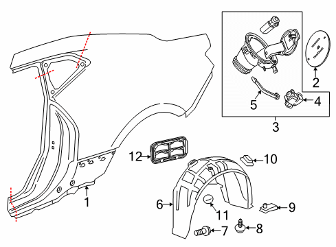 2020 Chevy Camaro Quarter Panel & Components Diagram