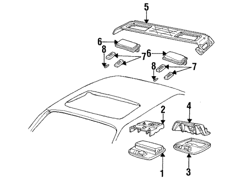 1996 Cadillac Fleetwood Console & Vanity Mirrors Diagram