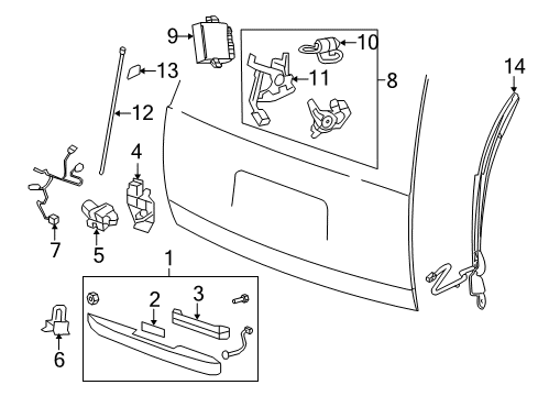 2012 Chevy Suburban 1500 Lift Gate - Lock & Hardware Diagram