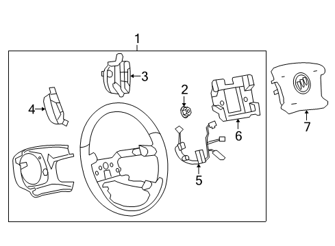 2007 Buick LaCrosse Steering Wheel Assembly *Ebony Diagram for 25870761