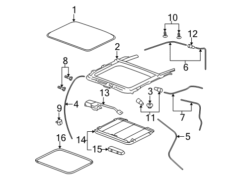 2008 Chevy Cobalt Sunroof, Body Diagram 1 - Thumbnail