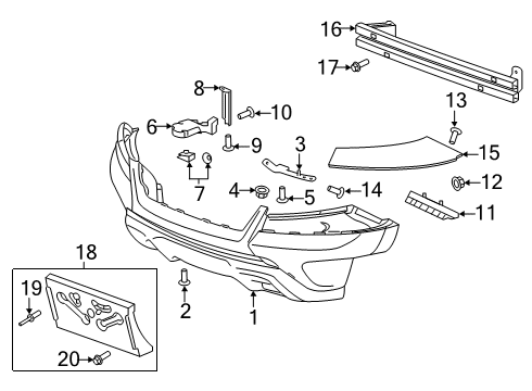 2018 Chevy Colorado Bracket Assembly, Front License Plate Diagram for 23507607