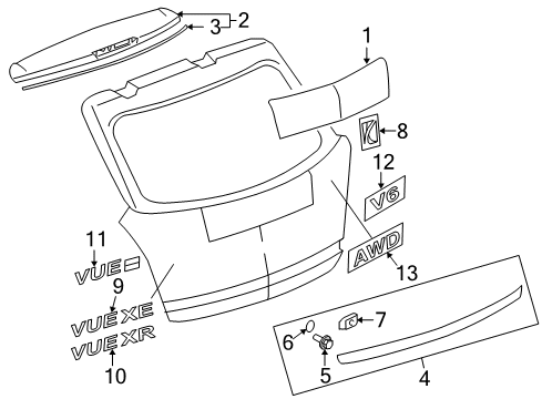 2009 Saturn Vue Exterior Trim - Lift Gate Diagram 2 - Thumbnail