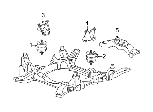 2004 Cadillac SRX Engine & Trans Mounting Diagram