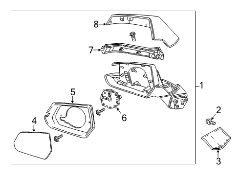 2014 Cadillac ELR Mirror Kit, Outside Rear View Diagram for 23240305