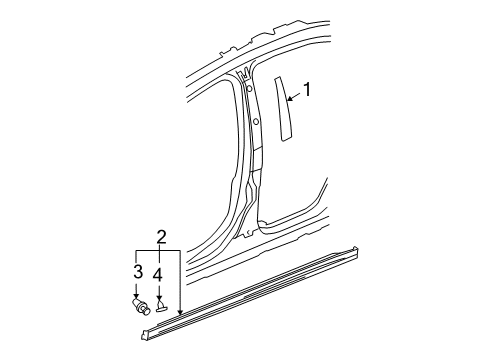 2007 Chevy Malibu Exterior Trim - Pillars, Rocker & Floor Diagram