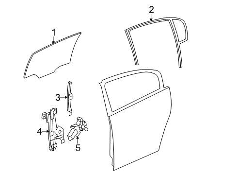 2007 Buick Lucerne Rear Door - Glass & Hardware Diagram