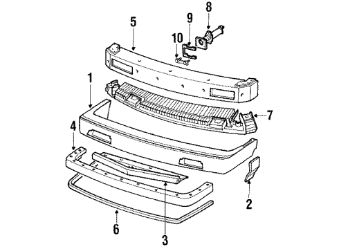 1987 Pontiac Bonneville Front Bumper Cover Diagram for 16518763