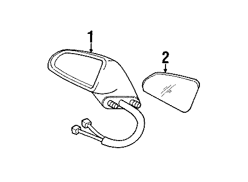 1995 Pontiac Bonneville Mirror Assembly, Outside Rear View Man Rh Diagram for 25544867