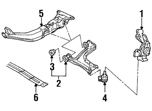 1997 Oldsmobile Achieva Front Suspension, Control Arm, Stabilizer Bar Diagram 1 - Thumbnail