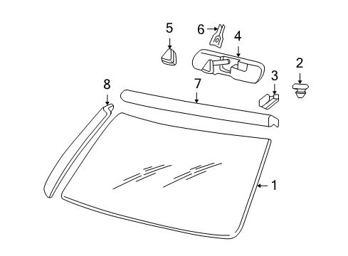 2006 Buick Rainier Windshield Glass, Reveal Moldings Diagram