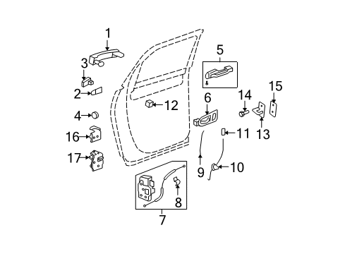 2007 GMC Acadia Insulator, Rear Side Door Rear Diagram for 15895611