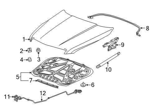 2019 Cadillac ATS Hood & Components, Body Diagram 2 - Thumbnail