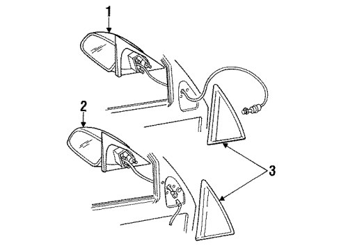 1996 Oldsmobile Achieva Mirror Assembly, Outside Rear View Diagram for 22658101