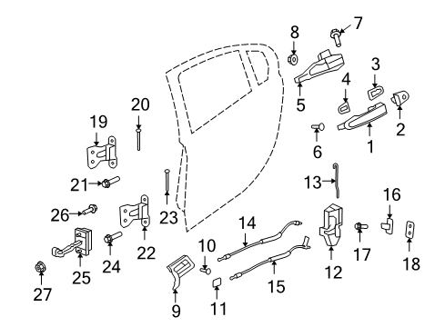 2009 Pontiac G8 Cable Assembly, Rear Side Door Inside Handle Diagram for 92204256