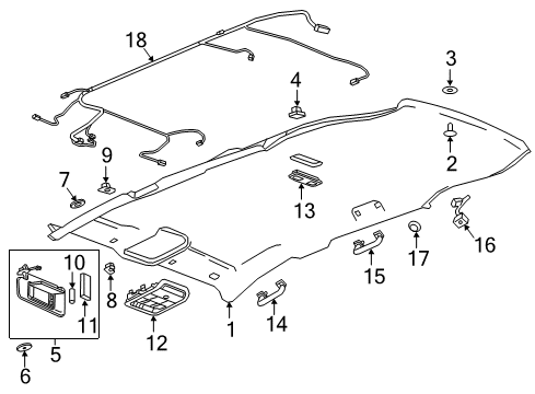 2019 Buick Regal TourX Harness Assembly, Roof Console Wiring Diagram for 39128751