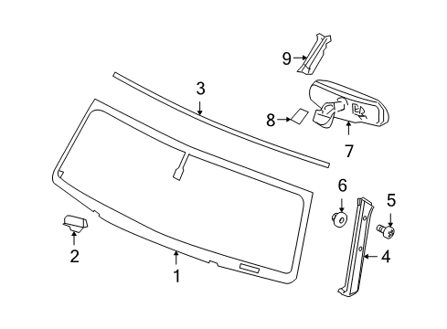 2003 Hummer H2 Support,Windshield Diagram for 15061964