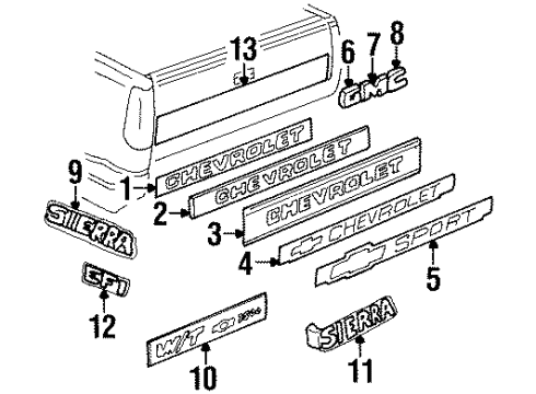 1988 GMC K1500 Exterior Trim - Pick Up Box Diagram 2 - Thumbnail