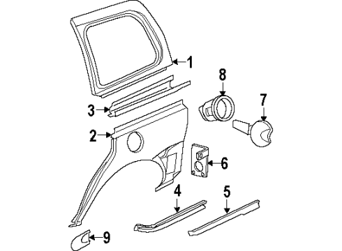 2004 Oldsmobile Silhouette Side Panel & Components Diagram