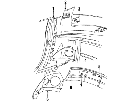 1990 Buick Reatta Interior Trim - Quarter Panels Diagram