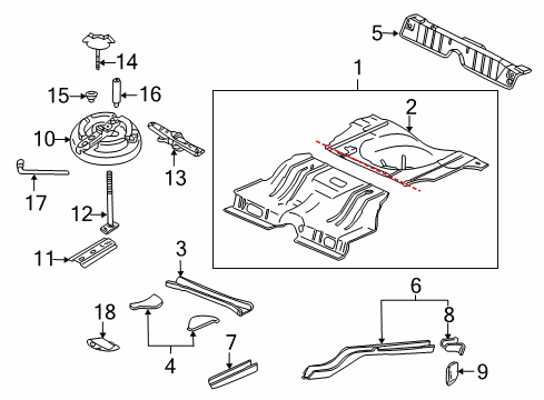 2000 Chevy Impala Rear Body - Floor & Rails Diagram