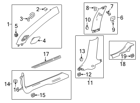 2021 Chevy Malibu Panel Assembly, Center Pillar Upper Trim *Black Diagram for 84007686