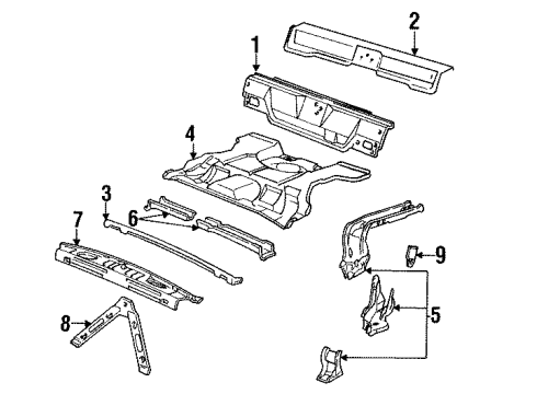 1992 Cadillac Eldorado Panel, Rear End Diagram for 3543677