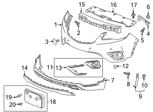 2019 Buick Envision Reinforcement, Front Bumper Fascia Lower Diagram for 22905948