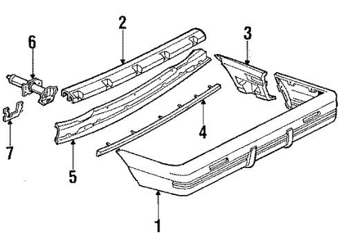 1994 Pontiac Sunbird Molding Assembly, Rear Bumper Fascia *White Bright Diagram for 22587184