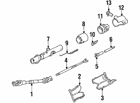 1984 Chevy Corvette Steering Gear Coupling Shaft Assembly Diagram for 7843500