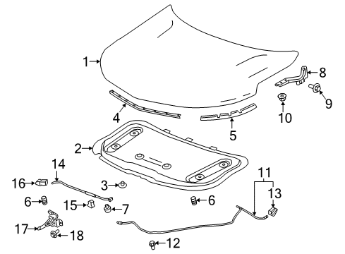 2021 Chevy Equinox Hood & Components Diagram