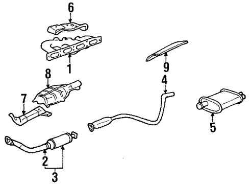 1995 Oldsmobile Achieva Exhaust Muffler Diagram for 22592446