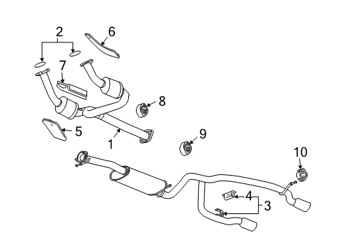 2005 Chevy SSR Exhaust Muffler Assembly (W/ Resonator, Exhaust & Tail Pipe Diagram for 15220678