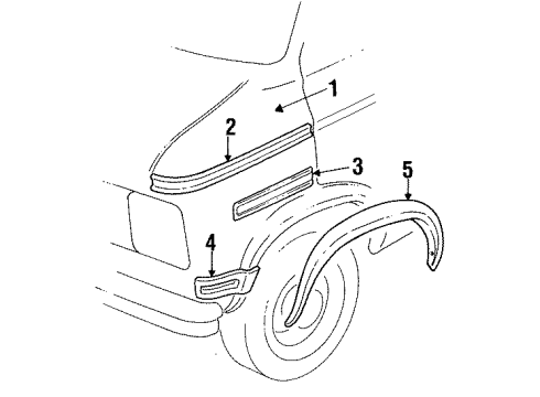 1990 GMC P3500 Plate Assembly, Front Fender Name Diagram for 14060368