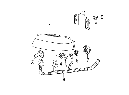 2002 Chevy Impala Headlamp Assembly, (W/ Parking & Turn Signal Lamp) Diagram for 10349961