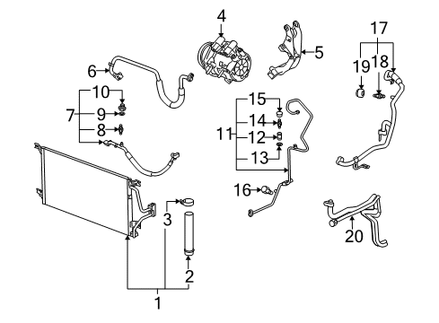 2005 Pontiac Montana Air Conditioner Compressor Assembly Diagram for 19258827