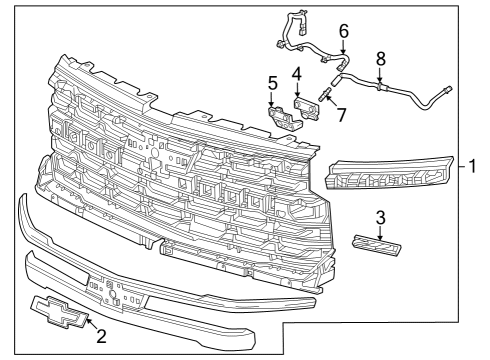 2023 Chevy Silverado 1500 Grille & Components Diagram 4 - Thumbnail