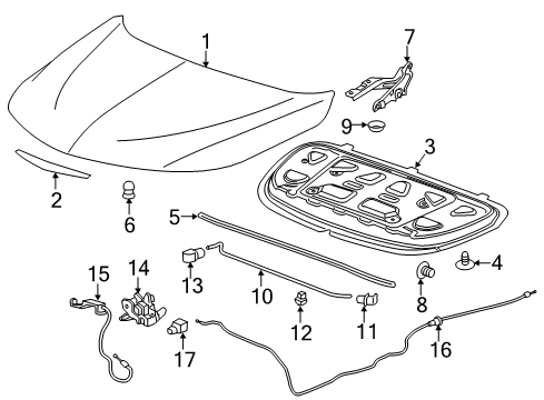 2019 Chevy Malibu Rod Assembly, Hood Hold Open Diagram for 84245104