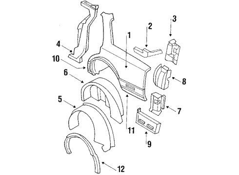 1986 Oldsmobile Delta 88 Panel Assembly, Wheelhouse Inner Diagram for 20731502