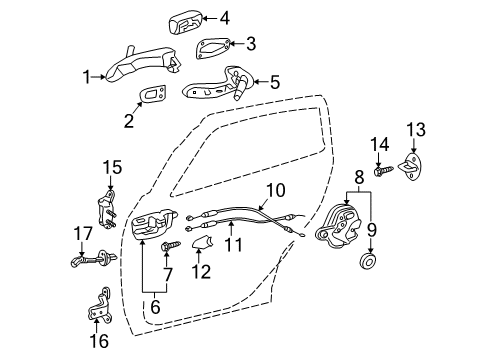 2009 Pontiac Vibe Cable,Rear Side Door Locking Diagram for 19184232