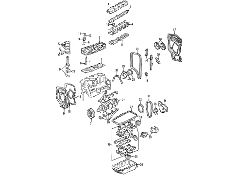 1999 Chevy Cavalier Bearing Kit,Crankshaft (1,2,4,5 Std) Diagram for 12482055