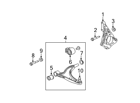 2010 Buick LaCrosse Front Suspension Components, Lower Control Arm, Stabilizer Bar Diagram