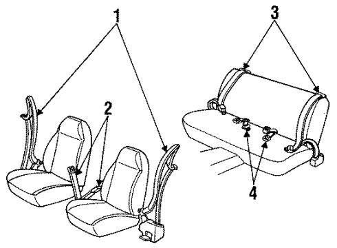 1995 Cadillac Seville Belt Kit,Rear Seat (Retractor Side) *Beechwood Diagram for 12531968