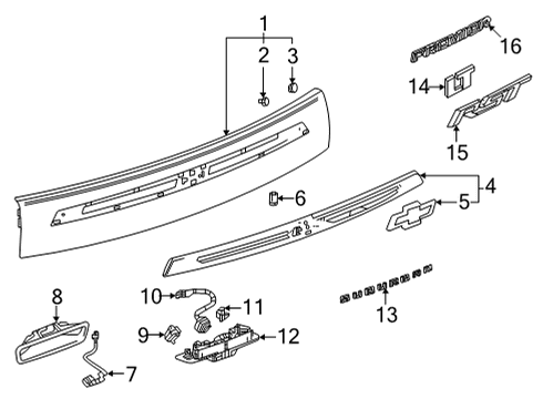 2022 Chevy Suburban Applique, Rear Clsr Ctr *Blk Ice Chrmm Diagram for 84742603